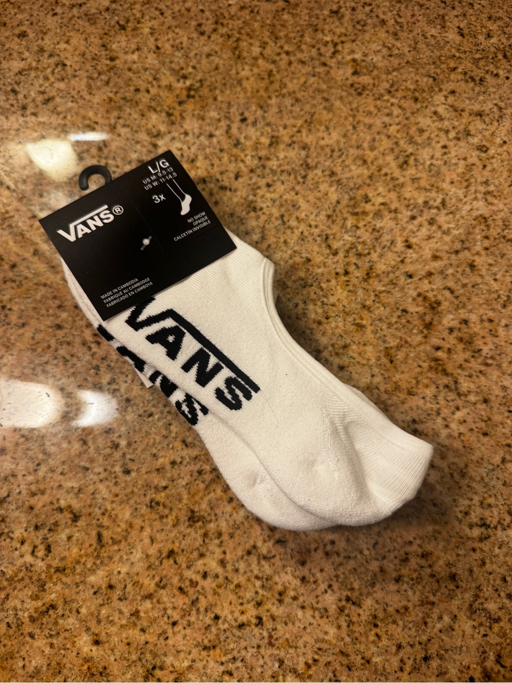 Vans White Low-Cut Socks with Black Logo